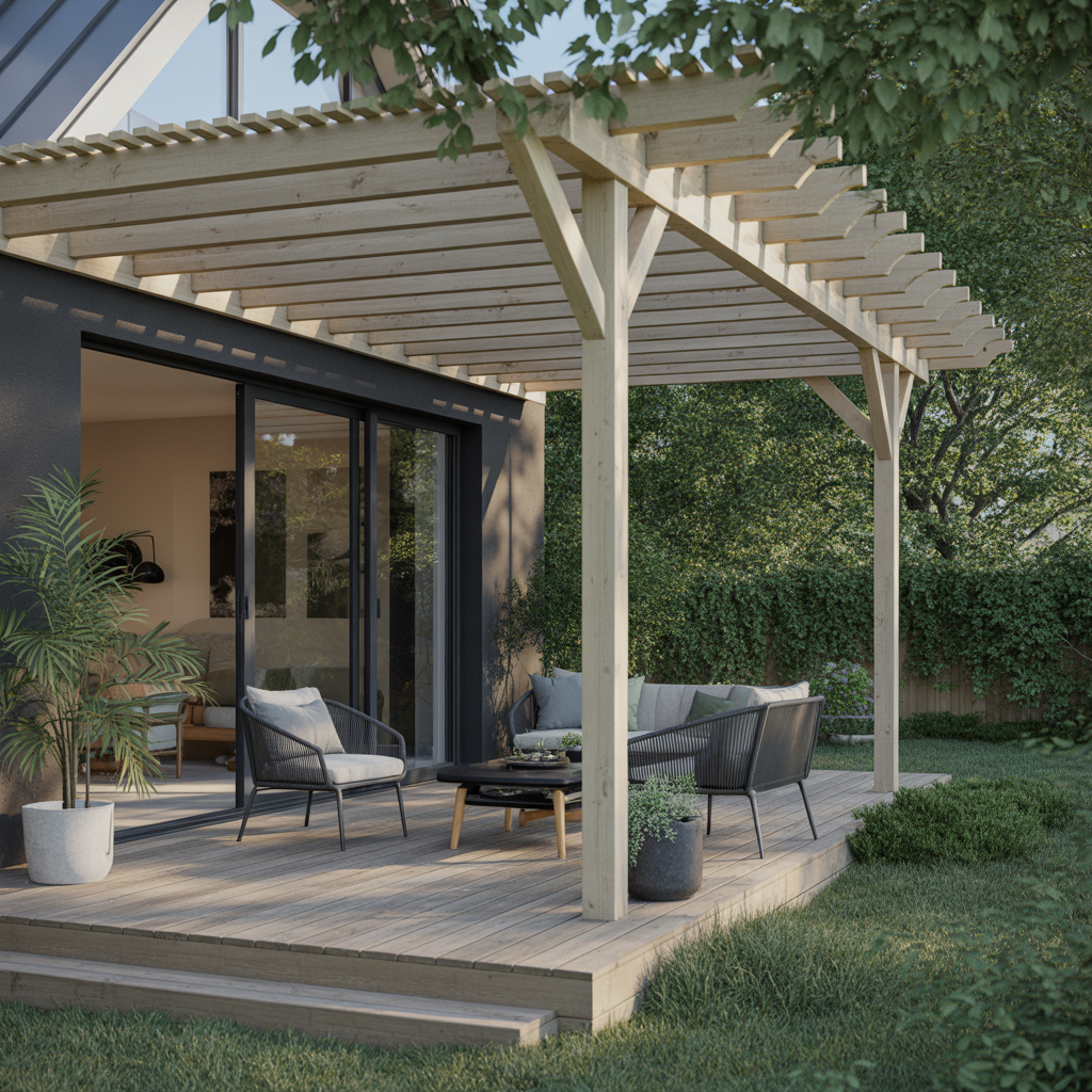 7.Altanbygge med pergola skapa skugga och stil