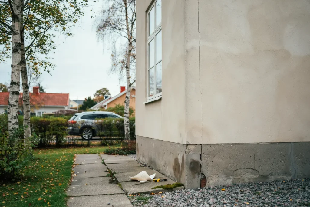sprickor i husgrunden s bed mer du skadorna och v ljer r tt tg rd